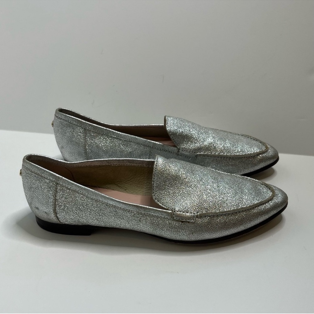 Kate spade carima silver metallic sparkle loafers sz 6